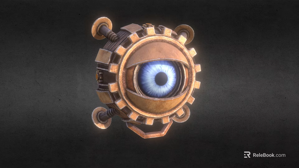 Industrial Equipment With Metal Mechanical Gear Structure And Blue Observation Lens 3d model 