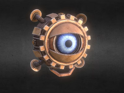 Industrial Equipment With Metal Mechanical Gear Structure And Blue Observation Lens 3d model