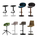 Contemporary Bar Stools Featuring Diverse Designs Colors And Upholstered Seats 3d model