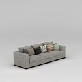 Comfortable Gray Sofa With Multiple Colorful Patterned Pillows In Living Room 3d model