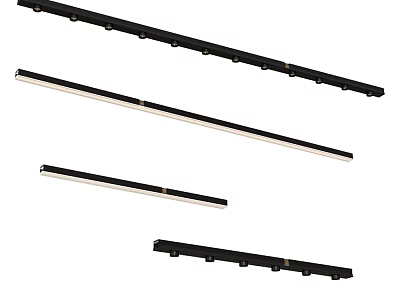Modern Linear Pendant Lights with Black Frame and White LED Lighting Design 3d model