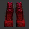 Red High Heel Shoes with Peep Toe Cutout Design and Bows