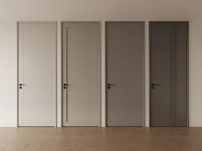 Modern Interior Hinged Doors in Various Neutral Tones with Sleek Design and Wooden Texture 3d model