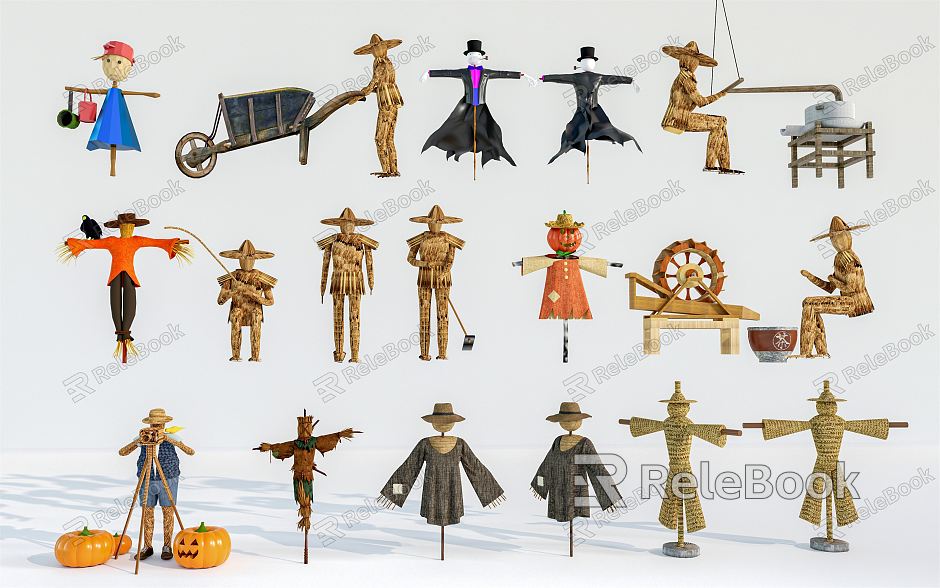 Modern Scarecrow Scarecrow Combination Scarecrow Country Sticks Farm Tools Country Dummy model