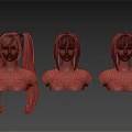 Fashionable Wigs On Mannequin Heads Featuring Blonde Black Red Colors