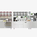 Modern Tableware Set With Storage Cabinets Transparent Jars Coffee Machine And Green Plants 3d model