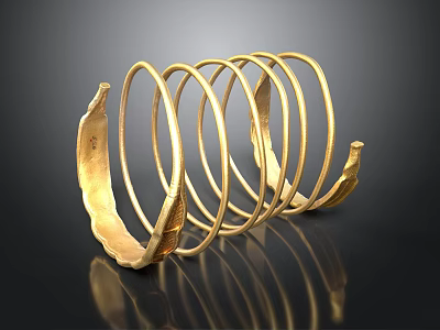 Golden Metal Cup Holder With Circular Rings And Decorative Ends For Kitchen 3d model