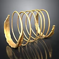 Golden Metal Cup Holder With Circular Rings And Decorative Ends For Kitchen