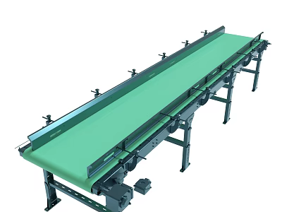 Industrial Green Conveyor Belt System With Mechanical Support Frame And Drive Unit 3d model