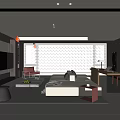 Modern Living Room Interior With Fireplace Sofa Coffee Table And Window Blinds 3d model