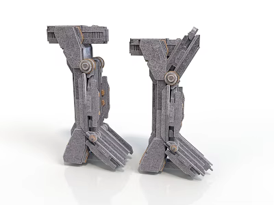 Detailed Robotic Character Mechanical Legs With Grey Metal Components And Structure 3d model