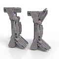 Detailed Robotic Character Mechanical Legs With Grey Metal Components And Structure
