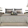 Modern Double Bed Interior Design With Soft Pillows Bedspread Nightstands And Table Lamps 3d model