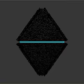 Modern Abstract Black Geometric Structure Composed of Small Cubes with Blue Glowing Edges
