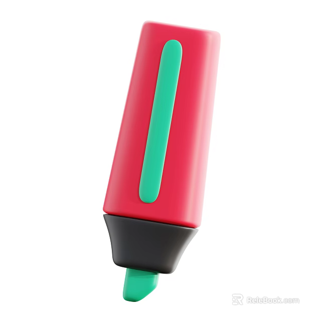 Red Pen with Green Accent and Black Grip Modern Ergonomic Design for Smooth Writing 3d model 