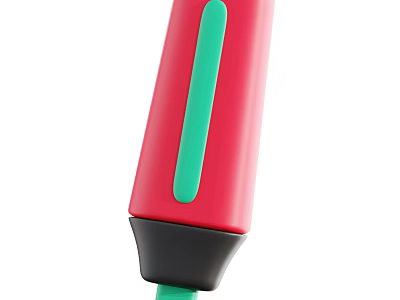 Red Pen with Green Accent and Black Grip Modern Ergonomic Design for Smooth Writing 3d model