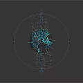 Blue Digital Globe With Interconnected Lines Dots And Network Structure On Dark Background