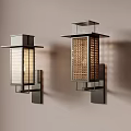 Modern Wall Sconces With Metal Frame And Grid Pattern Glass Shade 3d model