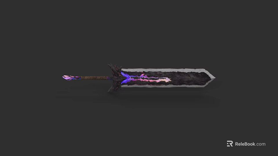 Fantasy Enchanted Sword With Glowing Purple Pink Blade And Decorative Hilt Design 3d model 