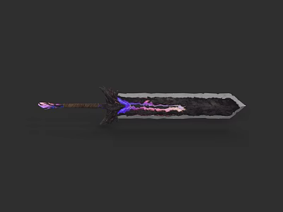 Fantasy Enchanted Sword With Glowing Purple Pink Blade And Decorative Hilt Design 3d model