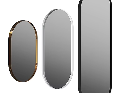 Decorative Oval And Rectangular Mirrors With Gold White Black Frames For Home Decor 3d model