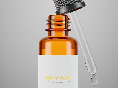 Natural Extracts Essence Perfume Cosmetics in Amber Glass Bottle with Dropper 3d model
