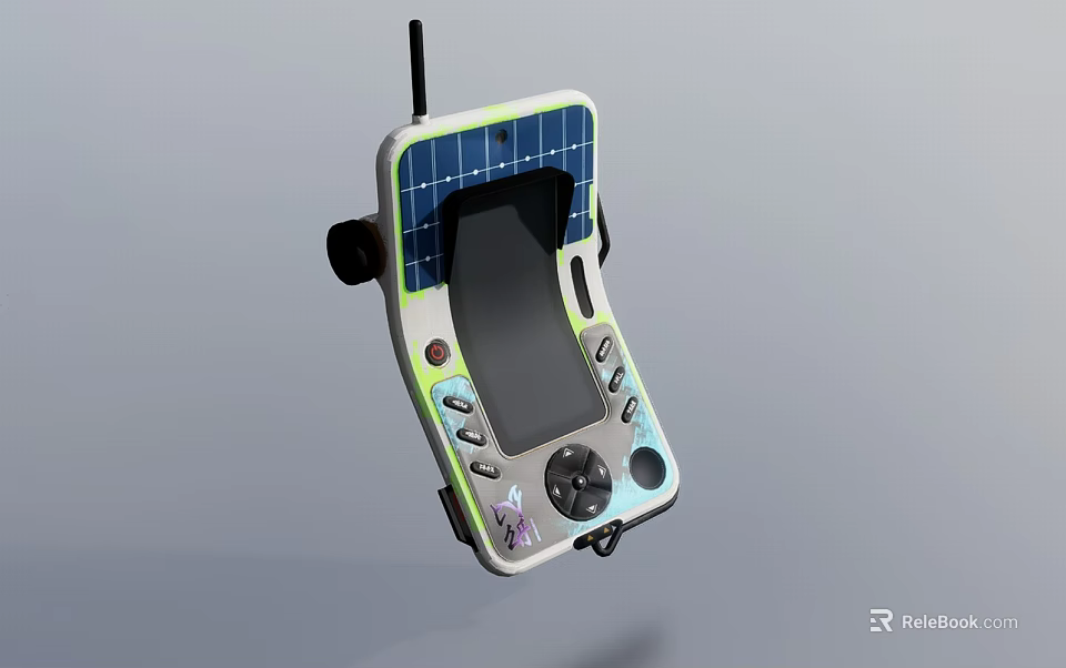 Smart Machine Solar Powered Handheld Device with Screen Buttons and Antenna 3d model 