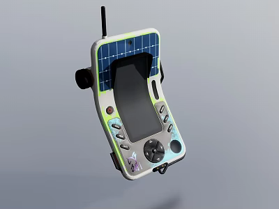 Smart Machine Solar Powered Handheld Device with Screen Buttons and Antenna 3d model