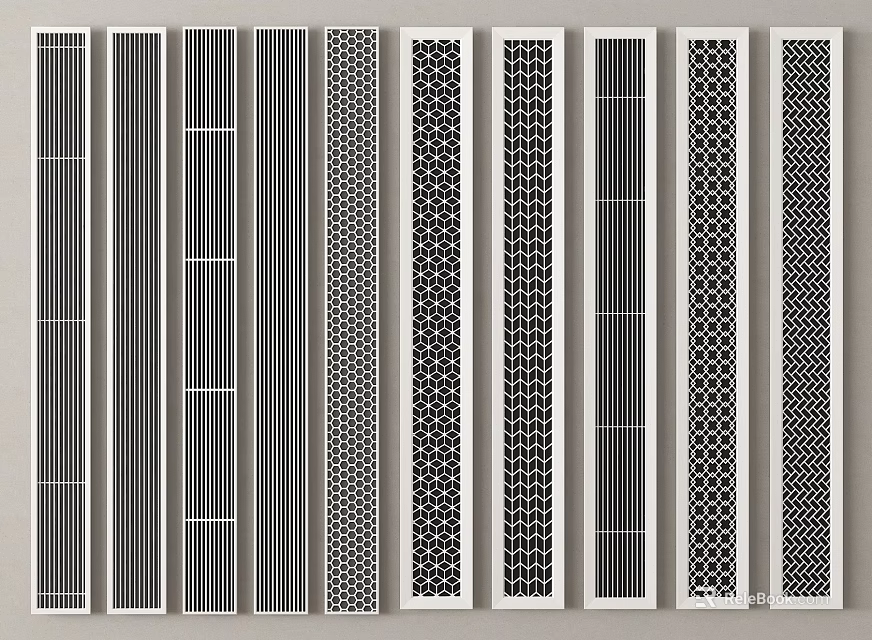 Various Decorative Air Conditioner Vents With Different Grille Patterns and Styles 3d model 