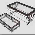 Elegant Black Metal Coffee Tables With Glass Top Scroll And Lattice Designs