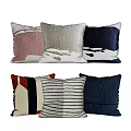 Stylish Decorative Pillows with Pink White Navy Red Striped and Textured Patterns for Home Decor