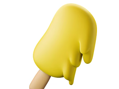 Tasty Yellow Melting Popsicle on Wooden Stick Perfect Summer Frozen Treat 3d model