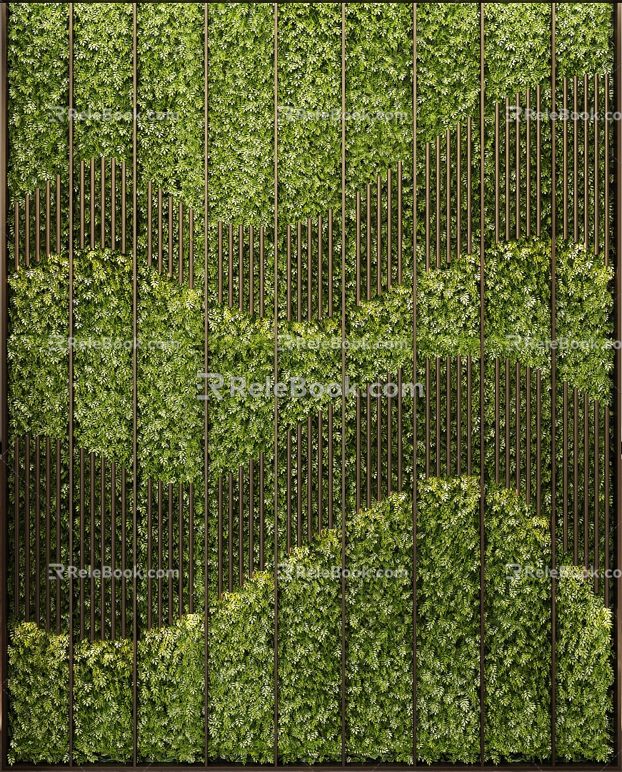 Green plant background wall plant wall 3d model