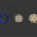 Decorative Columns With Colorful Patterns Intricate Face Carvings and Simple Stone Design