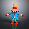 Cartoon Game Character With Straw Hat Yellow Eyes Blue Coat And Striped Pants