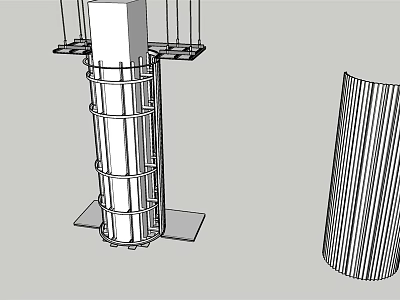 Reinforced Structural Column With Steel Frame Square Base Support And Formwork Design 3d model