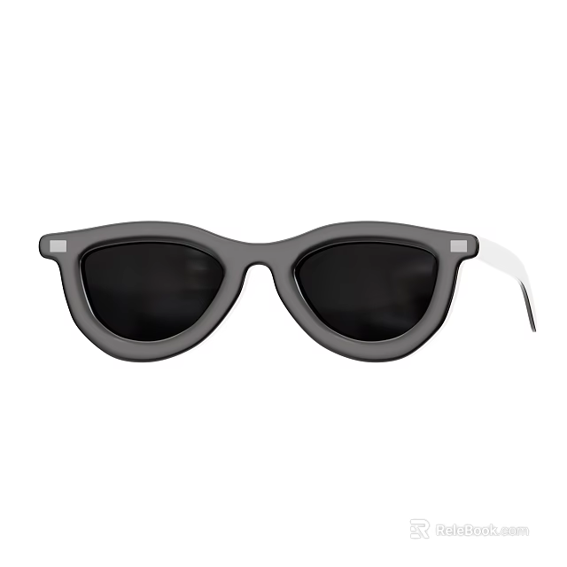 Fashionable Cat Eye Sunglasses with Dark Lenses and Gray Frame Design 3d model 