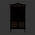 Dark Red Classic Cabinet With Glass Doors And Carved Patterns On Drawers
