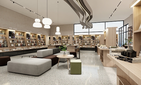 Modern Bookstore Library 3d model