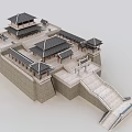 Ancient Architecture Structure With Stone Steps Wall Base Pavilions And Traditional Roofs