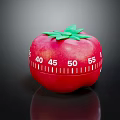 Red Tomato Shaped Kitchen Timer With Numbers Scale And Green Leaf Top