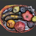Red Woven Basket Filled With Fresh Assorted Fruits On Colorful Mat