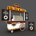 Functional Food Cart With Colorful Striped Awning Chalkboard Menus And Ice Cream