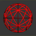 Red Illuminated Sphere With Interlaced Wireframe Structure On Black Background 3d model