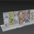 Berlin Wall Segment Featuring Colorful Graffiti Murals And Artistic Paintings 3d model