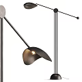Modern Contemporary Floor Lamp With Adjustable Metal Arm And Curved Shade