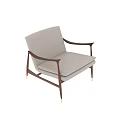 Modern Accent Lounge Chair With Wooden Arms Fabric Seat And Metallic Legs