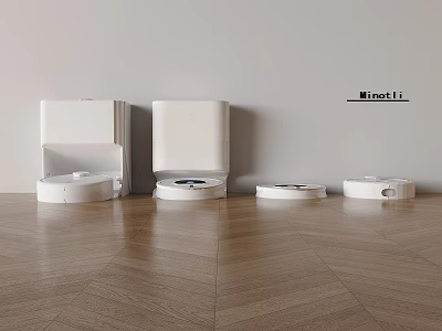 Smart Robot Mr Robot ii White Modern Design On Wooden Floor Interior 3d model