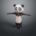 3D Cartoon Panda Character With Blue Eyes Open Arms Button Belly Design For Game