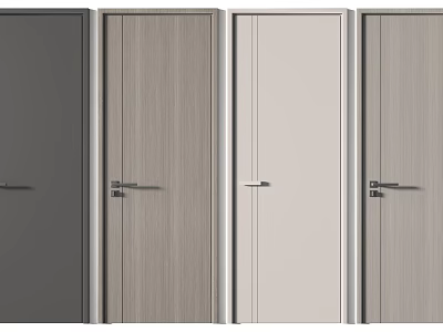 Modern Hinged Doors With Various Colors And Wood Grain Finishes For Home Interiors 3d model